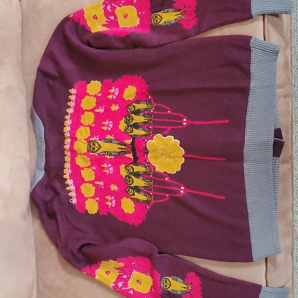 Knitted Dove Hot Pink Owl cardigan wool blend - Picture 3 of 4